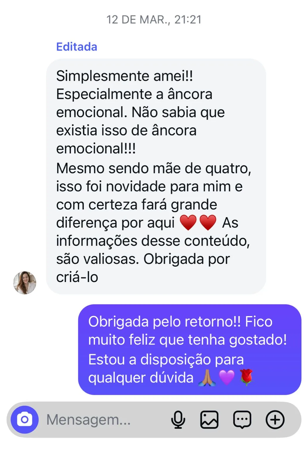 Depoimento de mãe 3